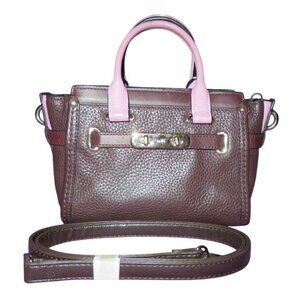 Coach 2015 Swagger 20 Oxblood & Colorblock Pebbled Leather Crossbody Satchel